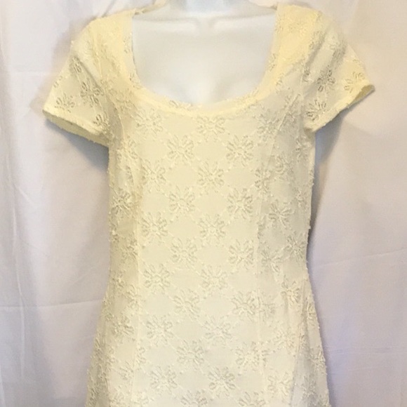 Free People Dresses & Skirts - Free People Dress Cream Floral Lace Mesh Fit Flare